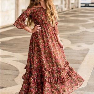 Joyfolie Mariana Dress in Rust Floral girls 12